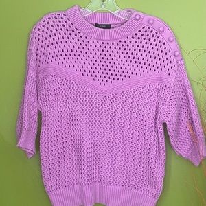 J crew s/s open weave sweater in lavender